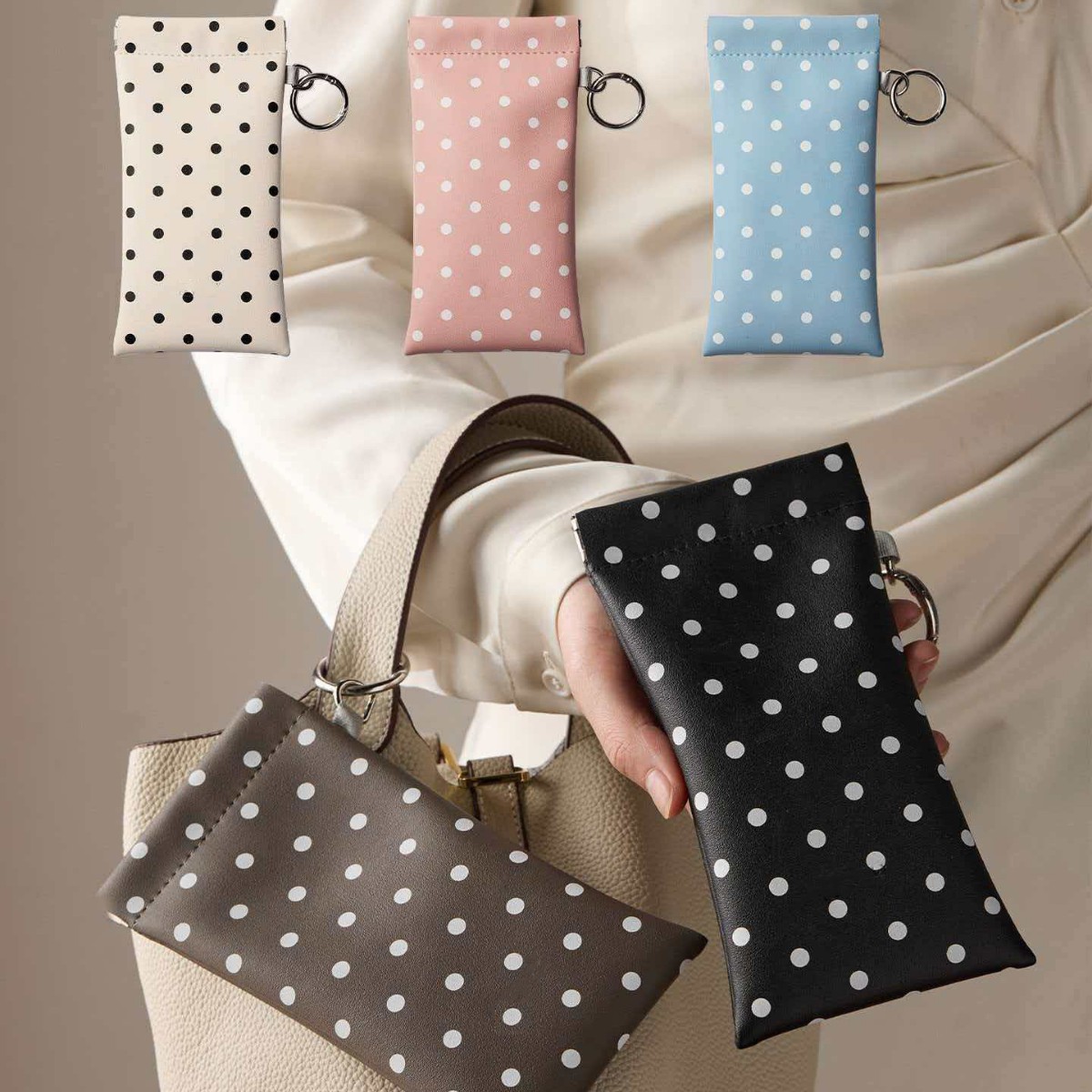 Travel Accessories Bag - 1 custodia per occhiali a pois
