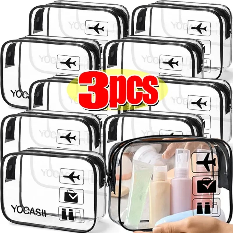 Toiletry Bag Tsa - 1/3 pezzi Borsa da viaggio trasparente