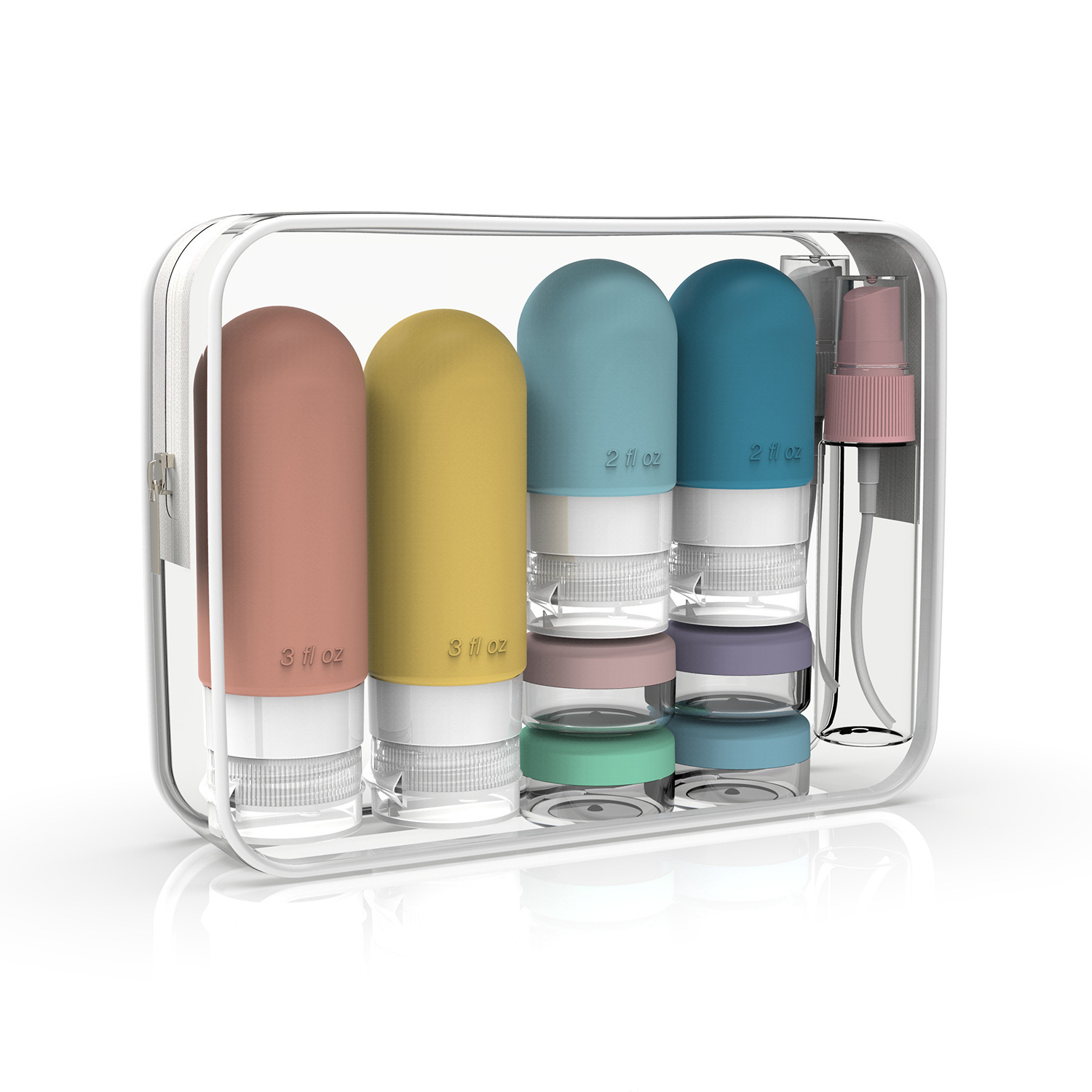 Toiletry Bag Tsa - Confezione da 16 bottiglie da viaggio